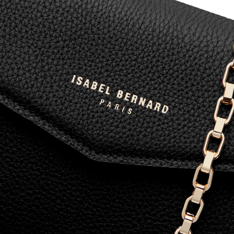 Isabel Bernard Honoré Lina Black Clutch With Detachable Shoulder Chain IB21135-001-zoom-