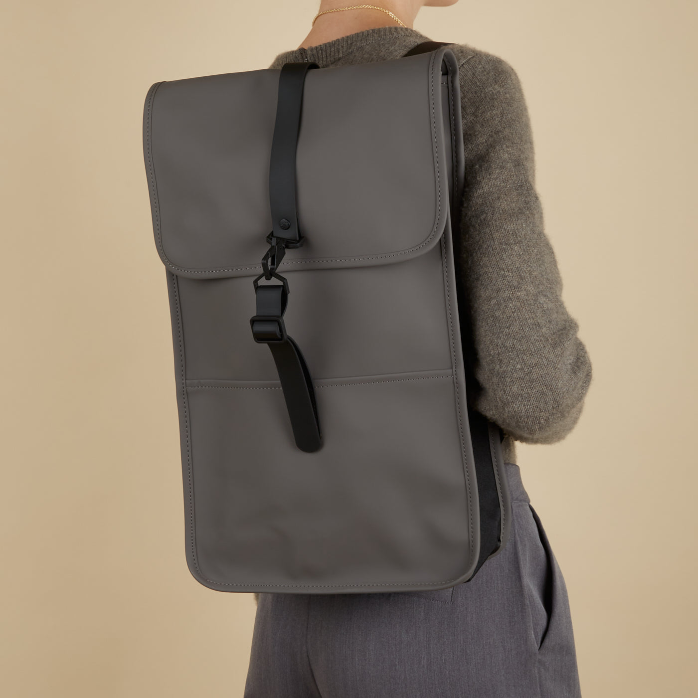 Rains Grey Backpack Polyester Bag R13000-13