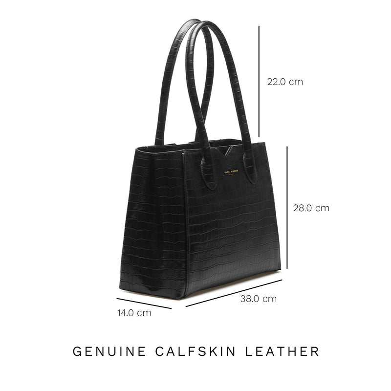 Isabel Bernard Honoré Cloè Black Croco Handbag IB25007-zoom-