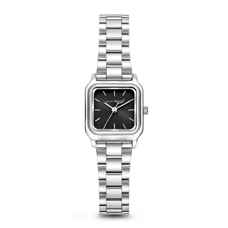 Violet Hamden Dawn Base Square Women's Watch Silver Coloured and Black VH09042-zoom-