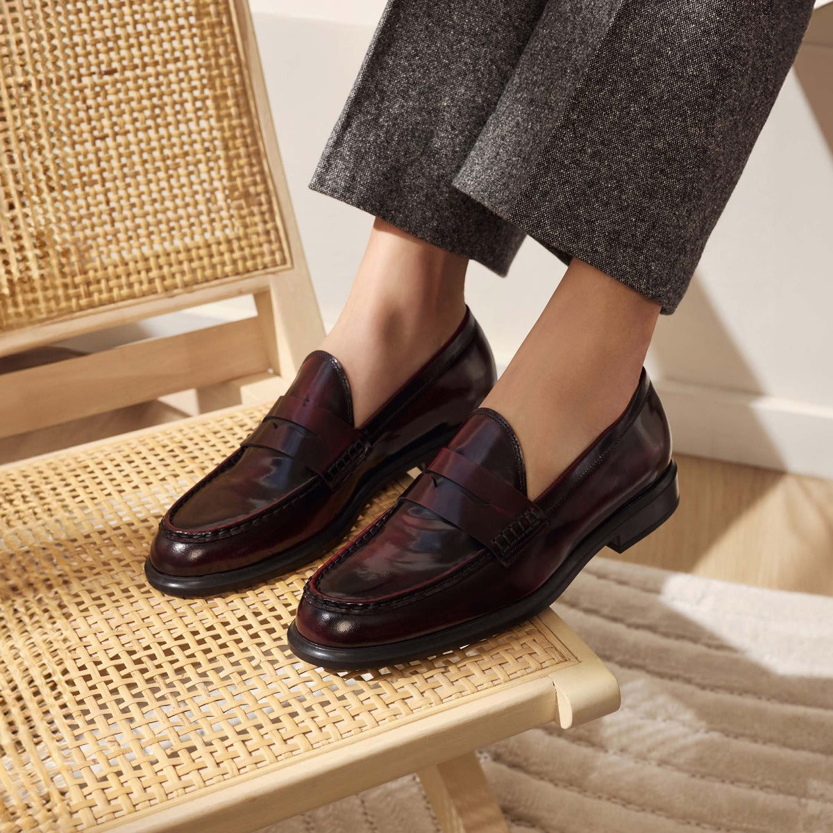 Isabel Bernard Vendôme Blandine Bordeaux Spazzolato Leather Loafers IB51015-652-39