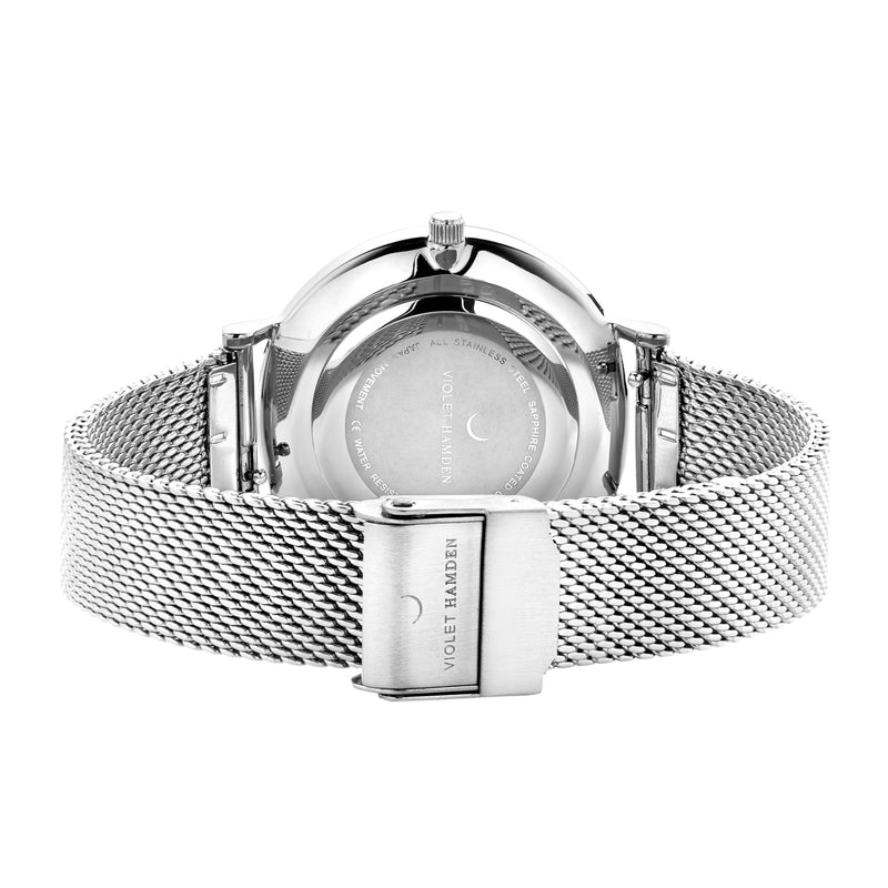 Violet Hamden Day & Night Rond Women'sWatch Silver-coloured and White VH08001-zoom-