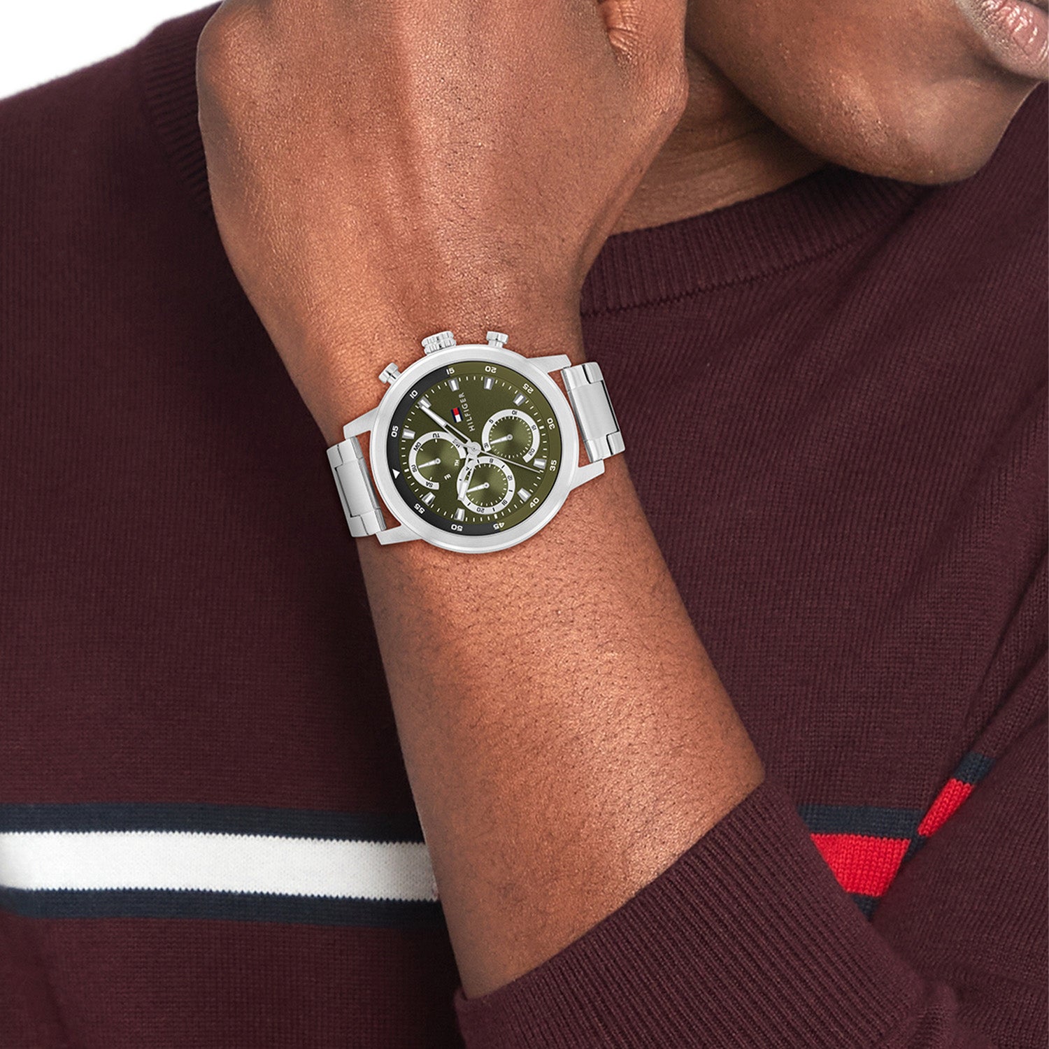 Tommy Hilfiger Rocky Silver and Green Men's Watch TH1792180