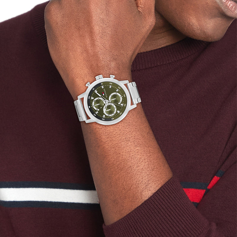 Tommy Hilfiger Rocky Silver and Green Men's Watch TH1792180-zoom-