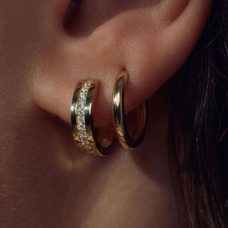 Parte Di Me Ponte Vecchio Santa Trinita 925 sterling Silver gold plated Hoop Earrings PDM36107-zoom-