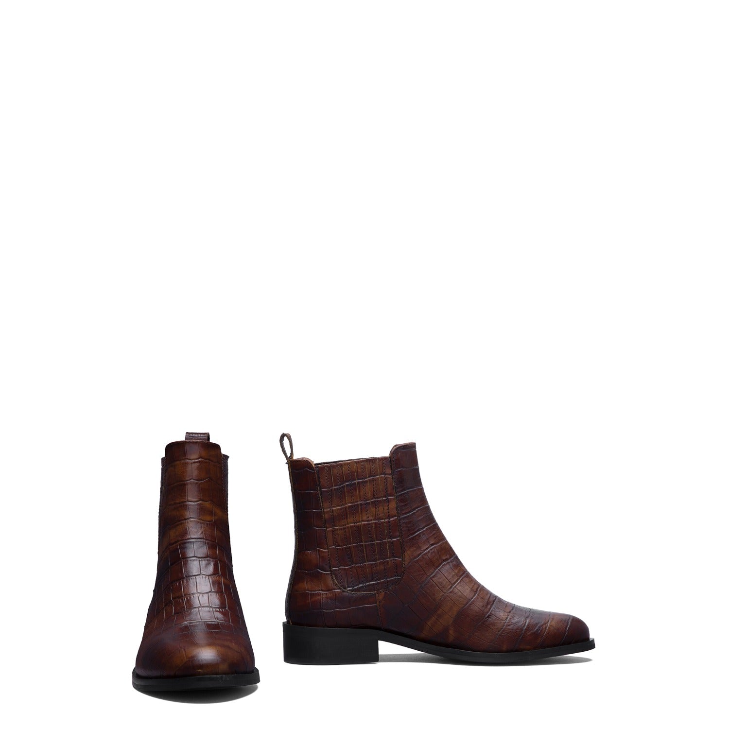 Isabel Bernard Vendôme Chey Croco Brown Calfskin Leather Chelsea Boots IB53012-230-36