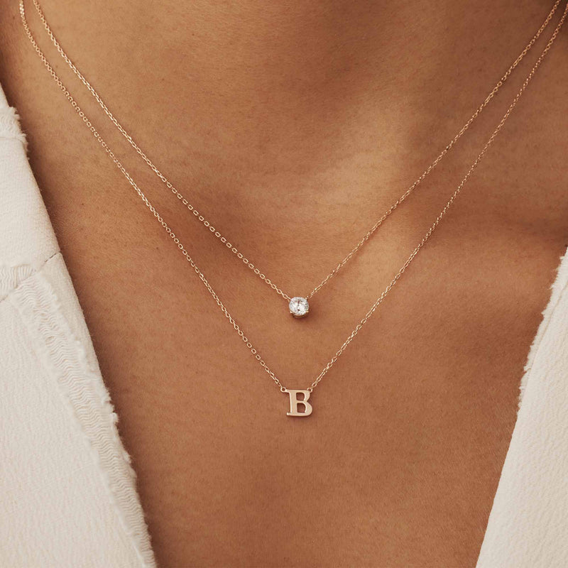 Isabel Bernard La Concorde Chloé 14 Carat Rosegold Initial Necklace IB340062-A-zoom-