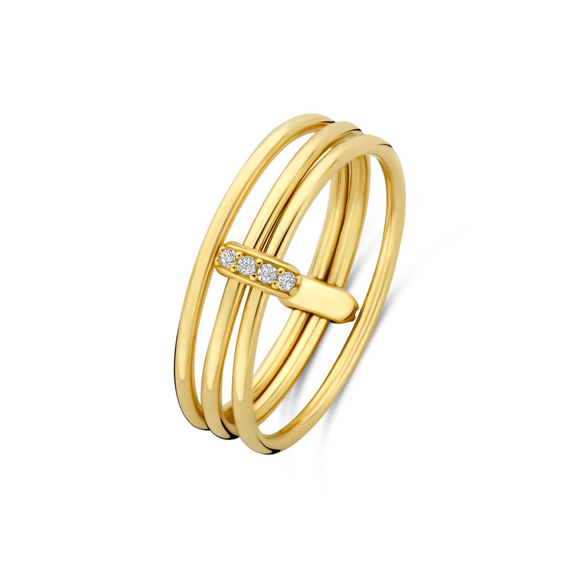 Isabel Bernard Cour d'Honneur Adora 14 karat golden 3-piece multiring with zirkonia stones IB330105-52-zoom-