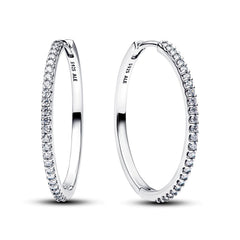 Pandora Timeless 925 Sterling Silver Sparkling Hoop Earrings 294650C01