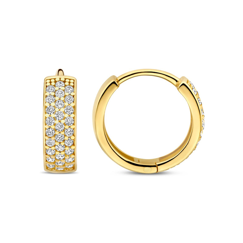 Beloro Jewels Monte Napoleone Stella 9 karat gold hoop earrings with zirconia BO360086-zoom-