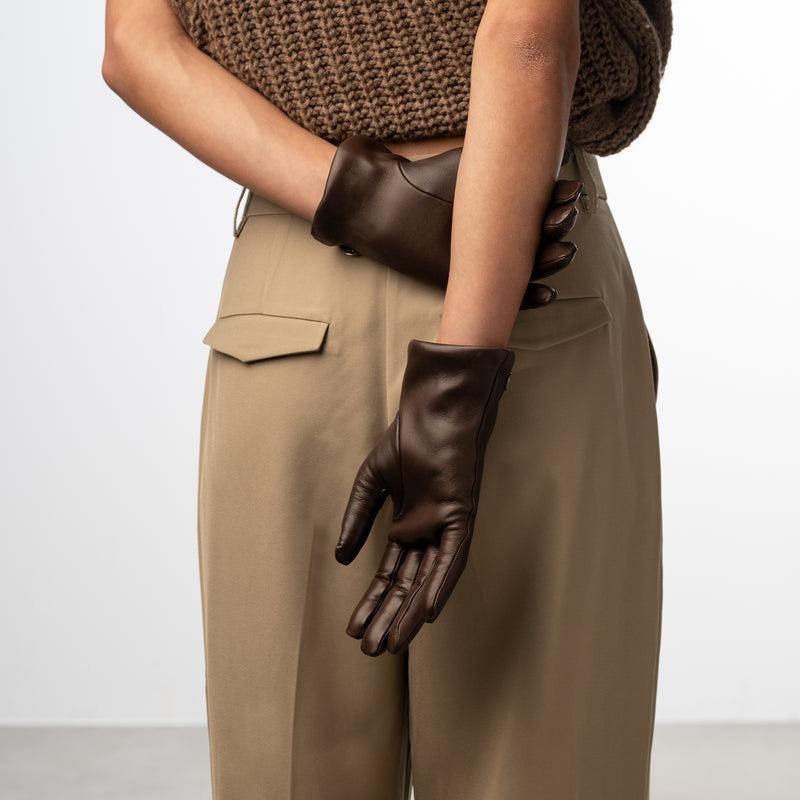 Isabel Bernard Honoré Eleanor dark brown  goatskin leather gloves IB67000-331-8-zoom-