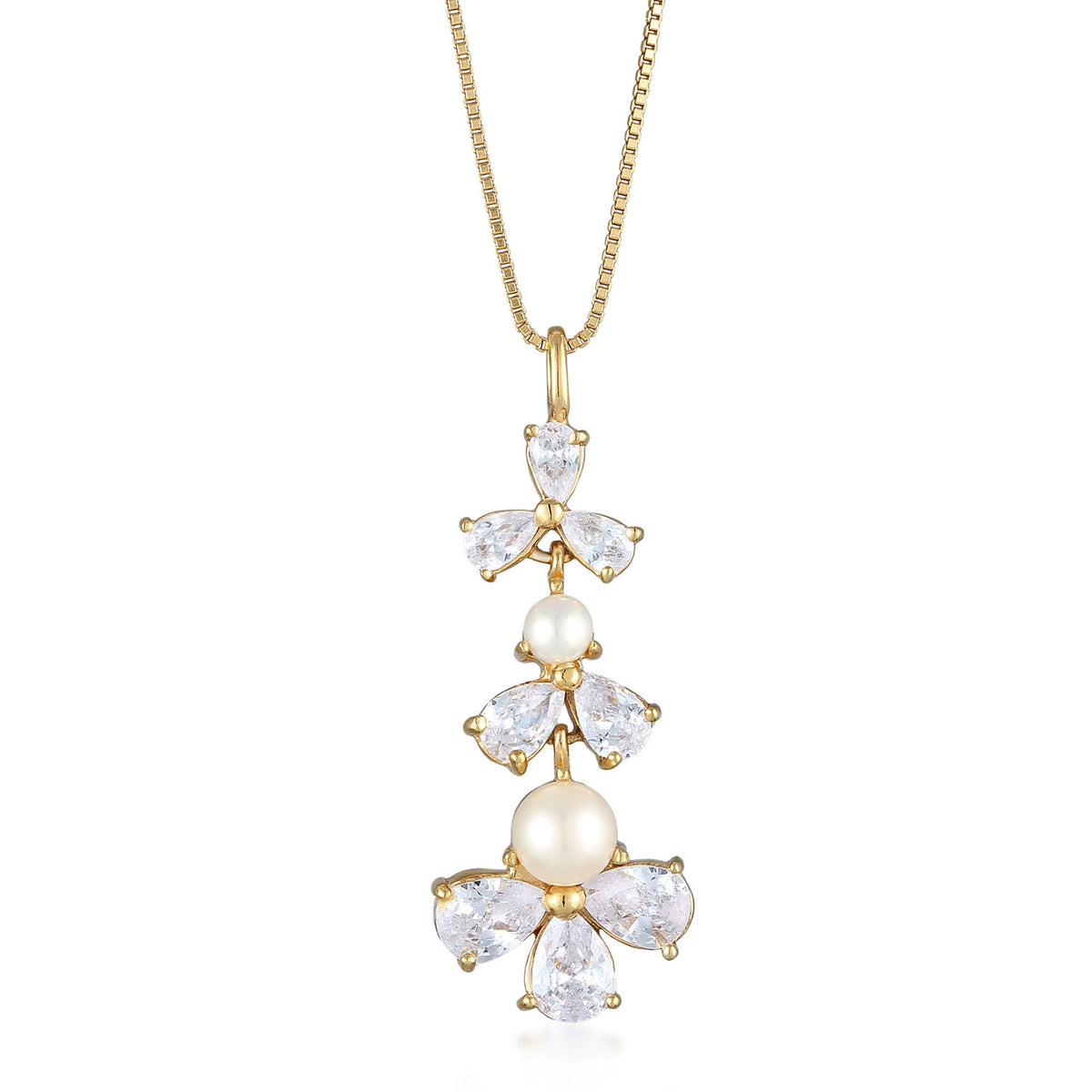 Elli 925 Sterling Silver Pearl Necklace Gold plated with Zirconia 2004-BF-0007961-001
