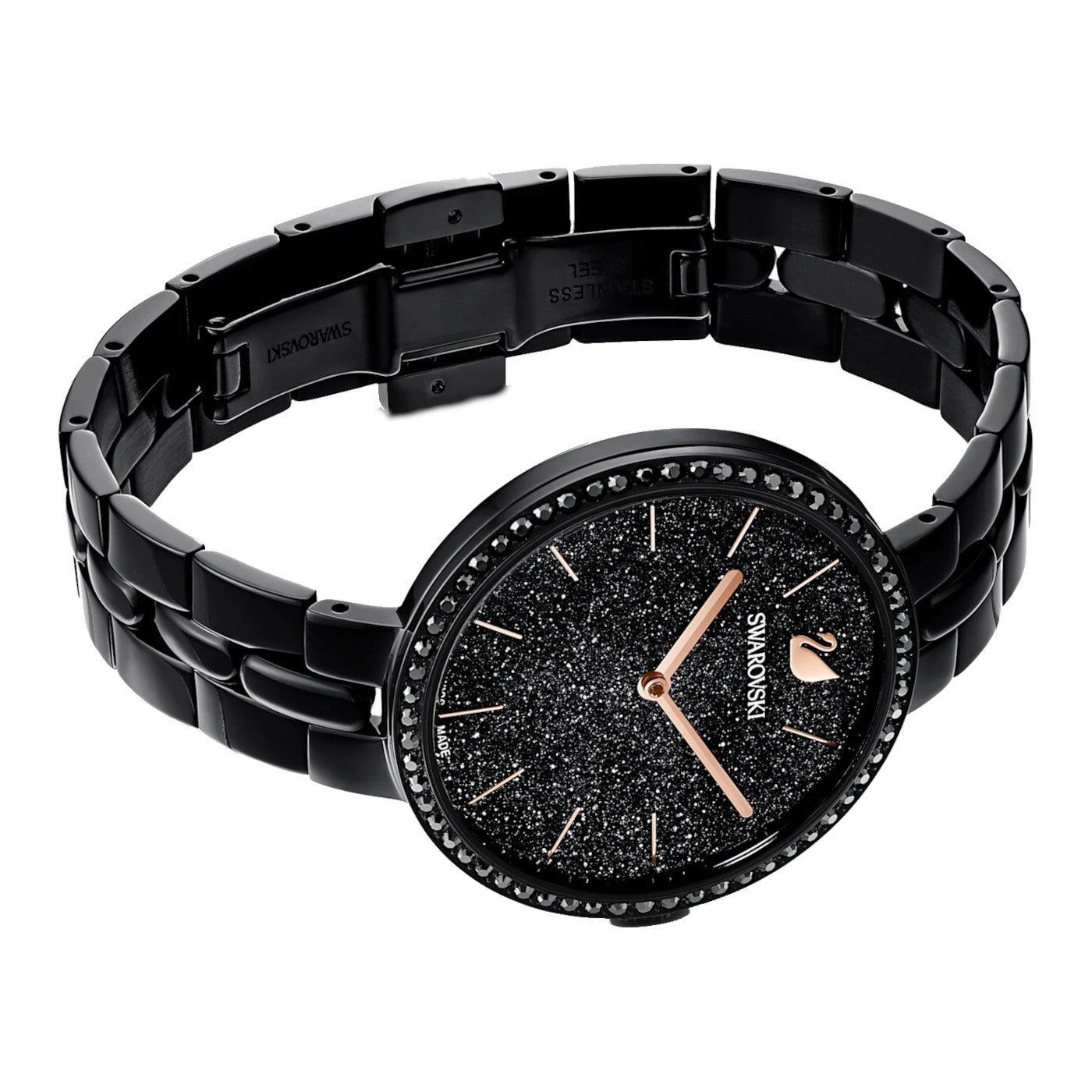 Swarovski クォーツ腕時計 ブラック ブラックウォッチ、ブラックダイヤルウォッチ メンズ＆レディース向け