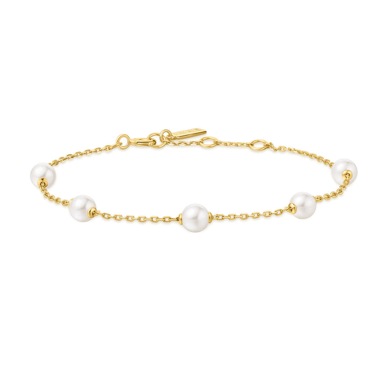 Ania Haie Miss Dainty Gold Coloured Pearl Bracelet AH-B065-01G-zoom-