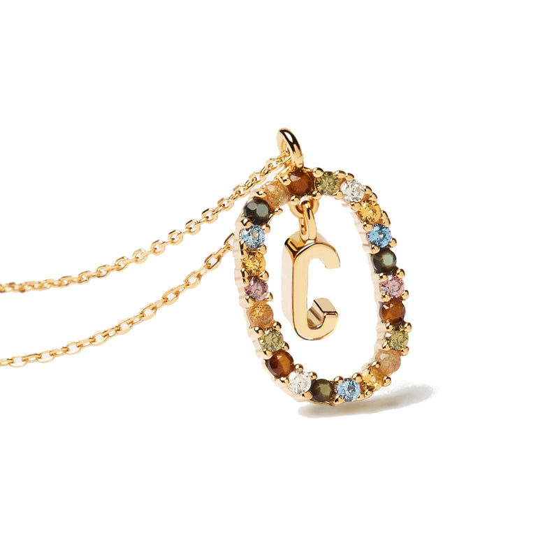 P D Paola 925 Sterling Silver Gold-coloured Letter V Necklace CO01-281-U-zoom-