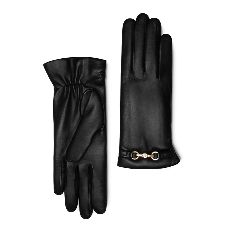 Isabel Bernard Honoré Marcelia black goatskin leather gloves  IB67001-301-6.5-zoom-