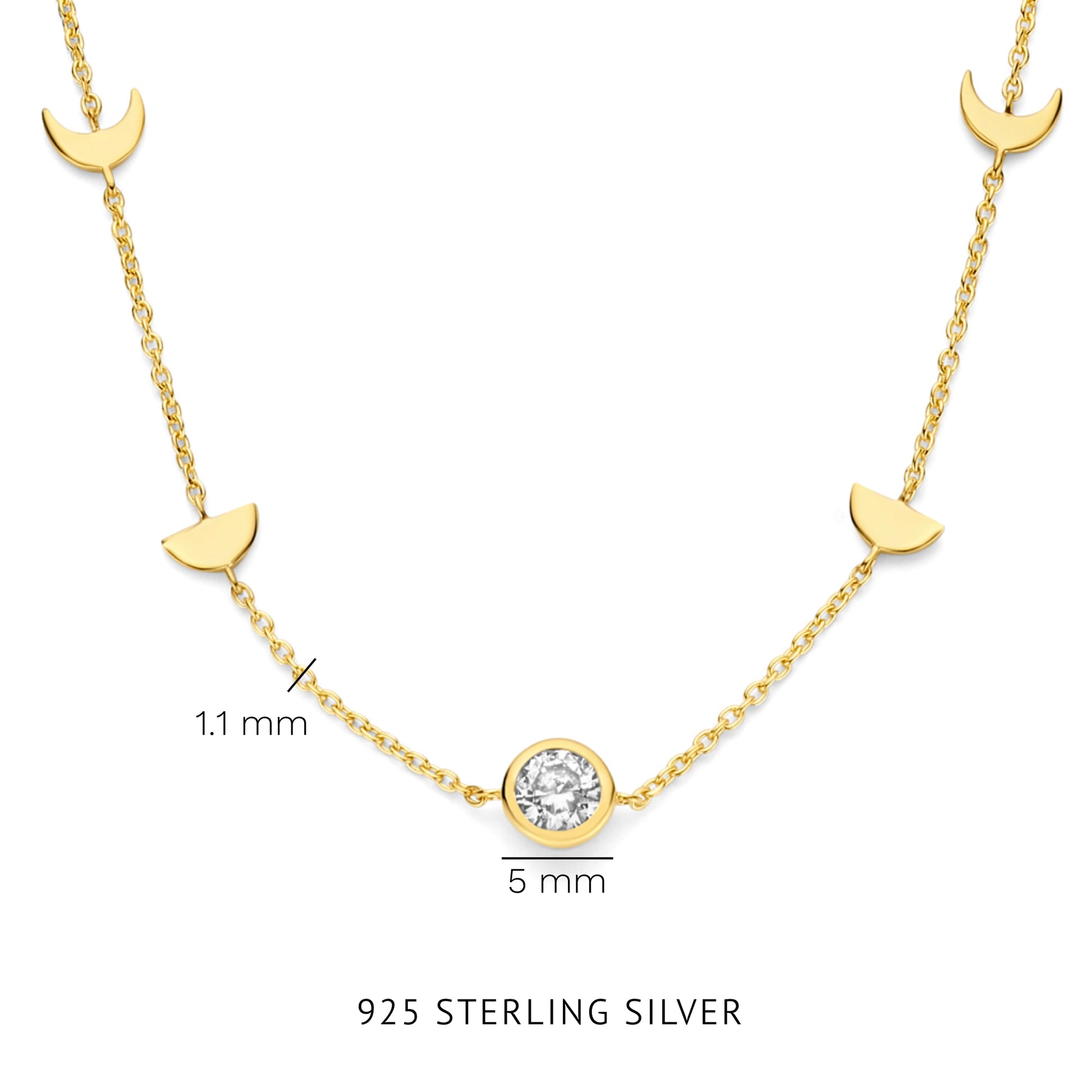 Violet Hamden Luna 925 Sterling Silver Gold Plated Necklace VH340044