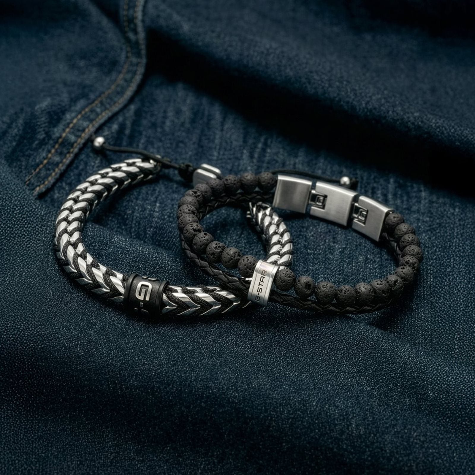 G-STAR Tether02R Black Braided Leather Bracelet GSJ.110.03