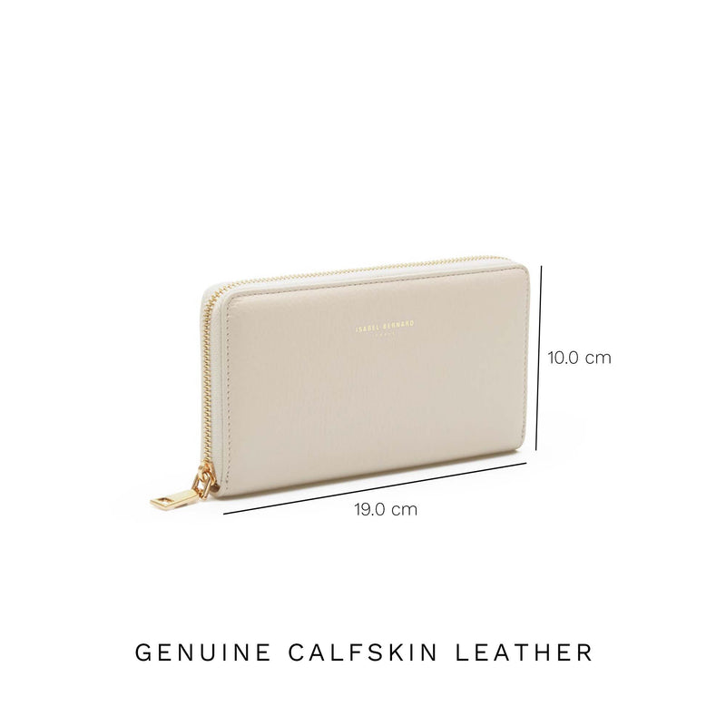 Isabel Bernard Honoré Léa Beige Calfskin Zip Wallet IB23012-zoom-
