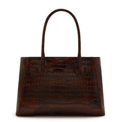 Isabel Bernard Honoré Cloe Midi Croco Brown Calfskin Leather Handbag IB25082-230