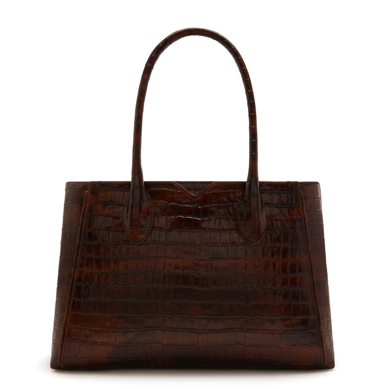 Isabel Bernard Honoré Cloe Midi Croco Brown Calfskin Leather Handbag IB25082-230-zoom-