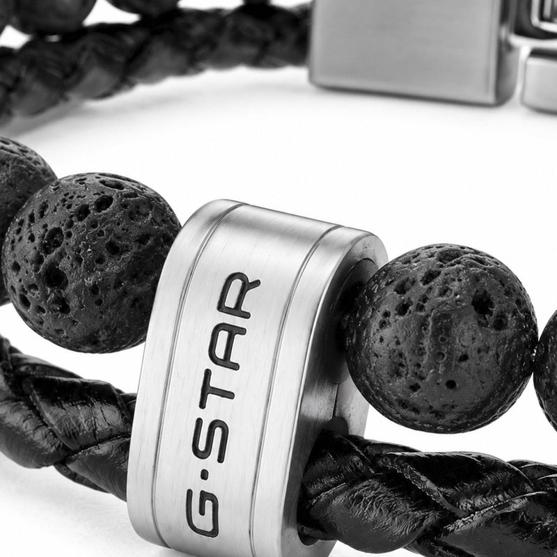 G-STAR Tether02R Black Braided Leather Bracelet GSJ.110.03-zoom-