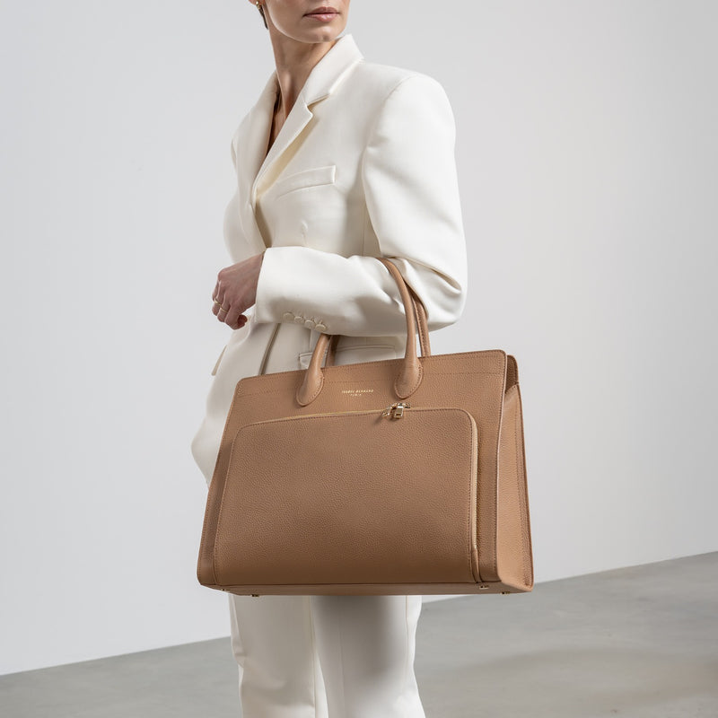 Isabel Bernard Honoré Nadine Camel Calfskin Handbag IB25053-zoom-