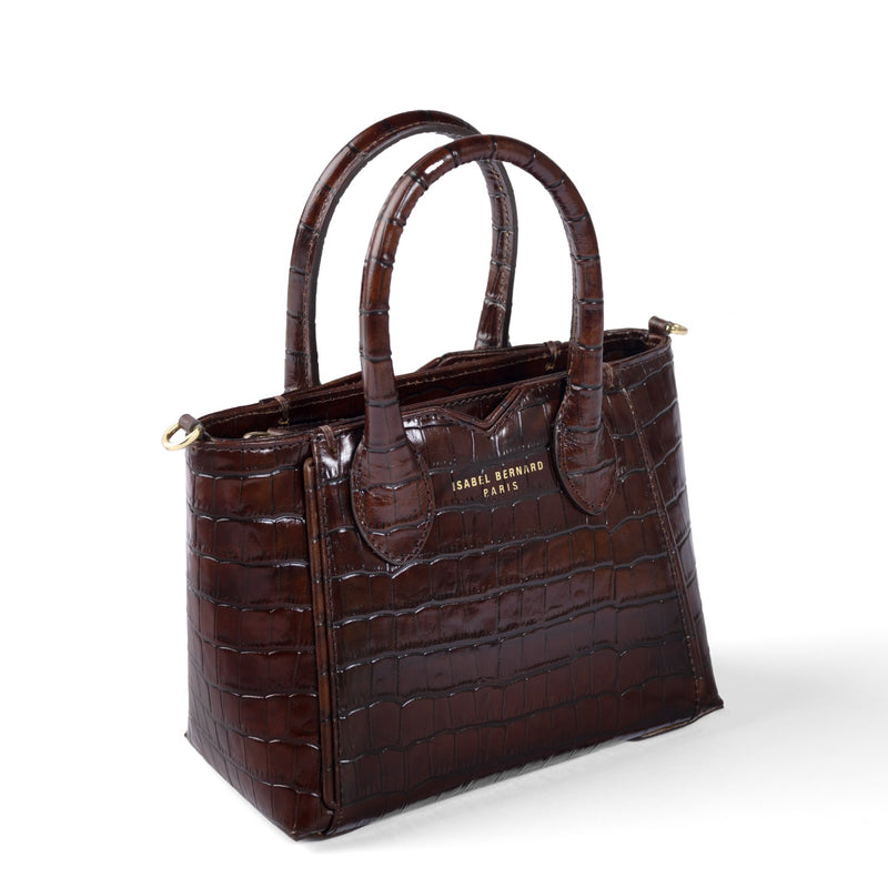 Isabel Bernard Honoré Cloe Mini Croco Brown Calfskin Leather Handbag IB21124-230-zoom-