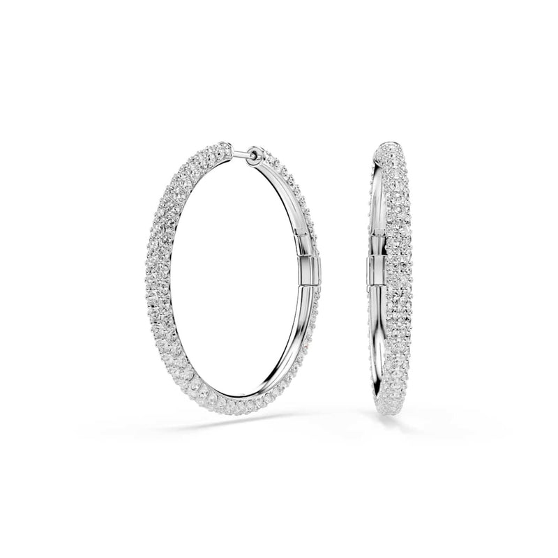 Swarovski Dextera Round Silver-Tone Hoop Earrings 5754156-zoom-