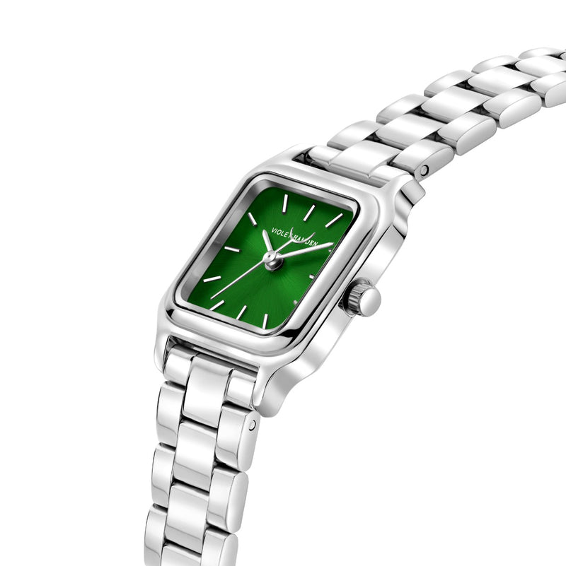 Violet Hamden Dawn Base Square Women's Watch Silver Coloured and Green VH09035-zoom-