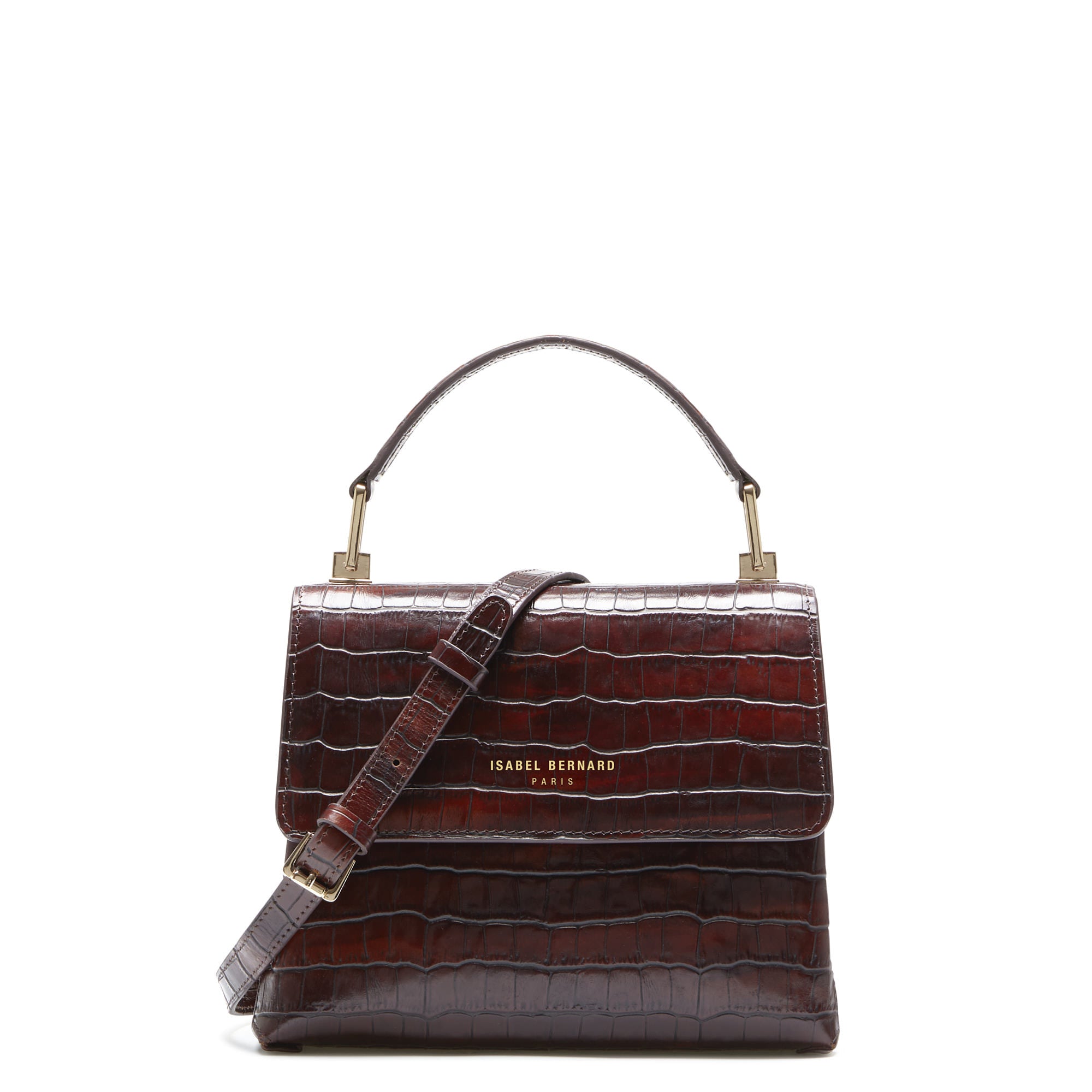 Isabel Bernard Femme Forte Heline Croco Brown Handbag IB21013