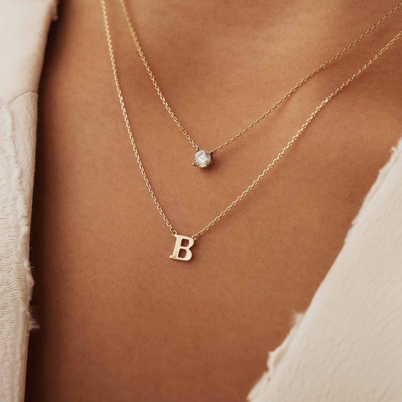 Isabel Bernard 14 Carat Golden Le Marais Chloé Necklace IB340134-A (Letter: A)-zoom-
