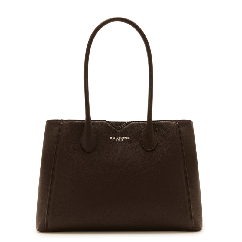 Isabel Bernard Honoré Cloe brown calfskin leather handbag IB25091-zoom-