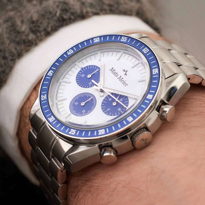 Mats Meier Arosa Racing Chronograph Men'sWatch Silver-coloured and White MM50013-zoom-