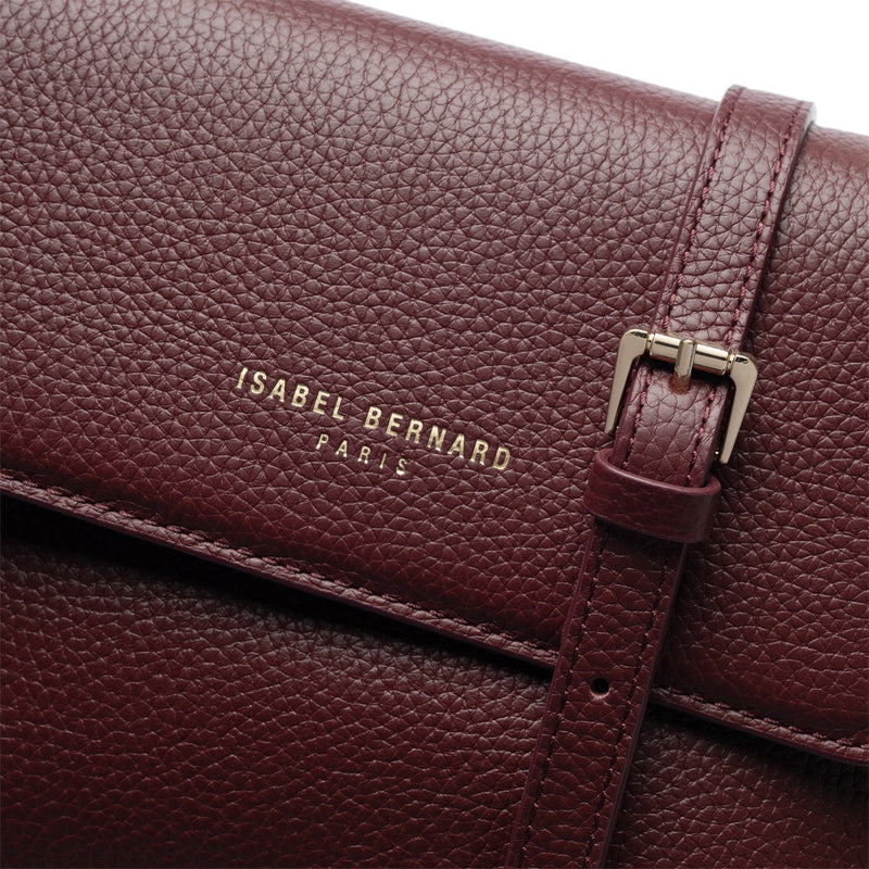Isabel Bernard Femme Forte Heline Bordeaux Calfskin Leather Handbag IB21121-zoom-