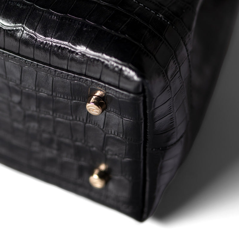 Isabel Bernard Femme Forte Minette Croco Black Calfskin Leather Handbag IB21114-201-zoom-