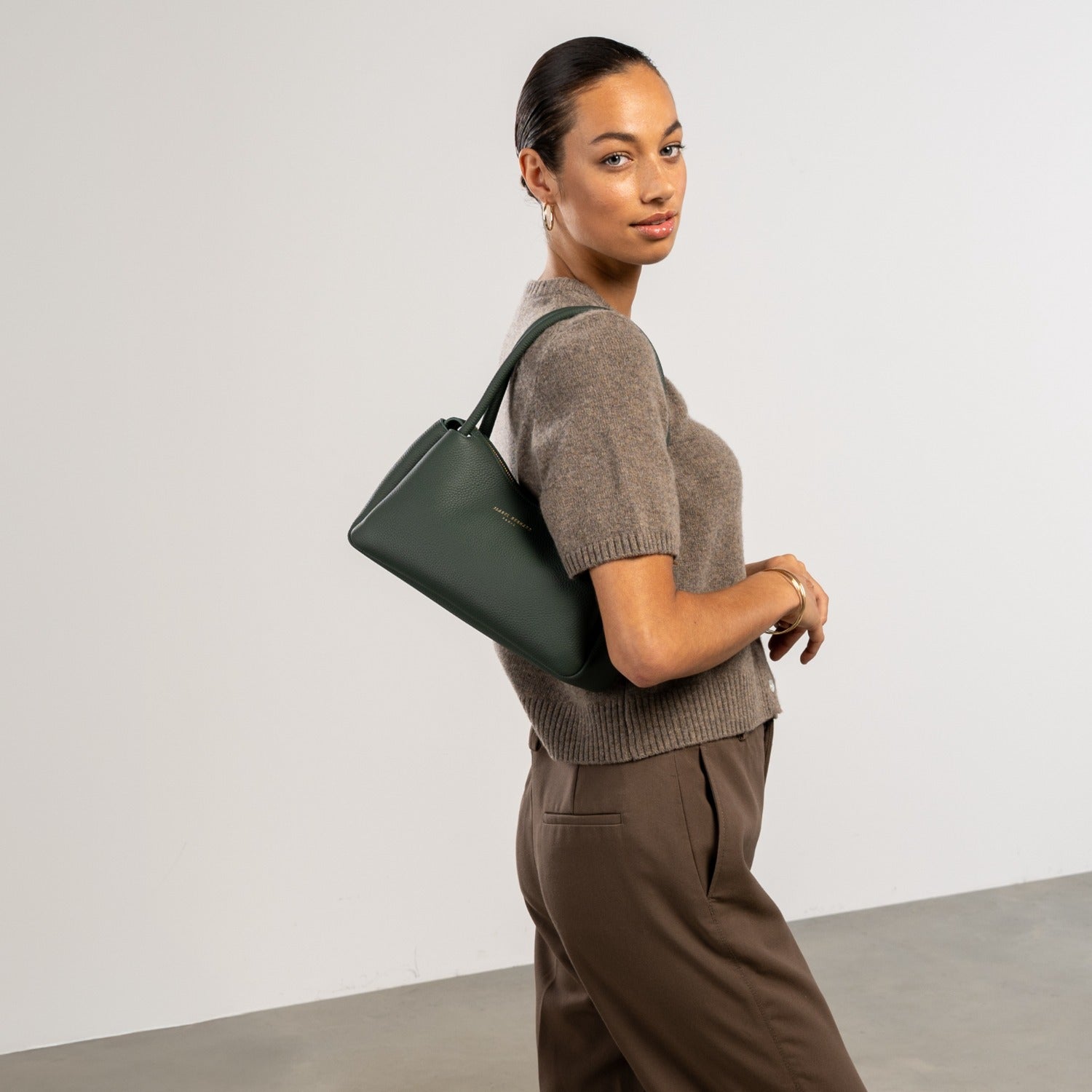 Isabel Bernard Honoré Eve Dark Green Calfskin Leather handbag IB21133-061
