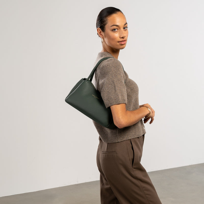 Isabel Bernard Honoré Eve Dark Green Calfskin Leather handbag IB21133-061-zoom-