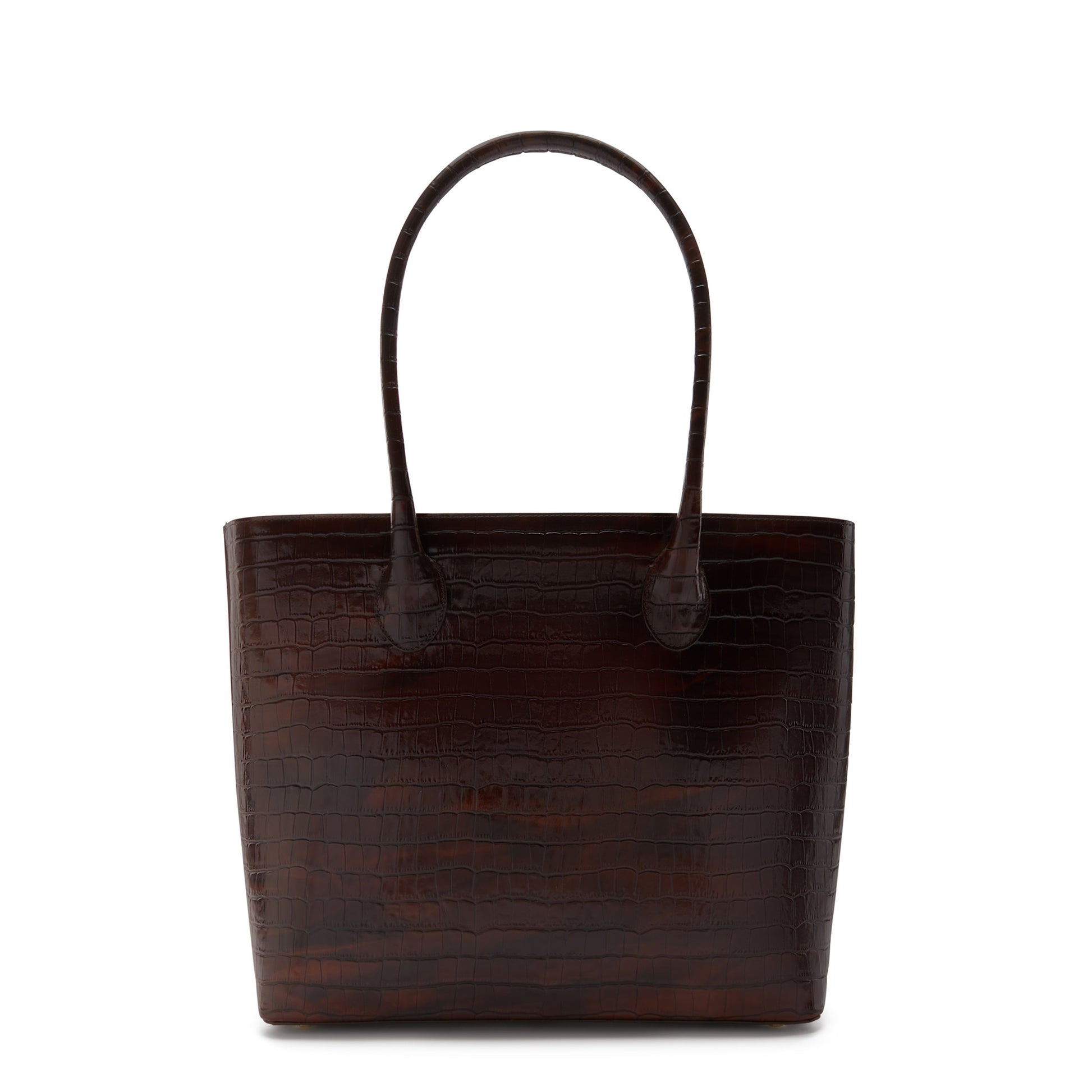Isabel Bernard Honoré Lysanne Croco Brown Calfskin Shopper IB25025