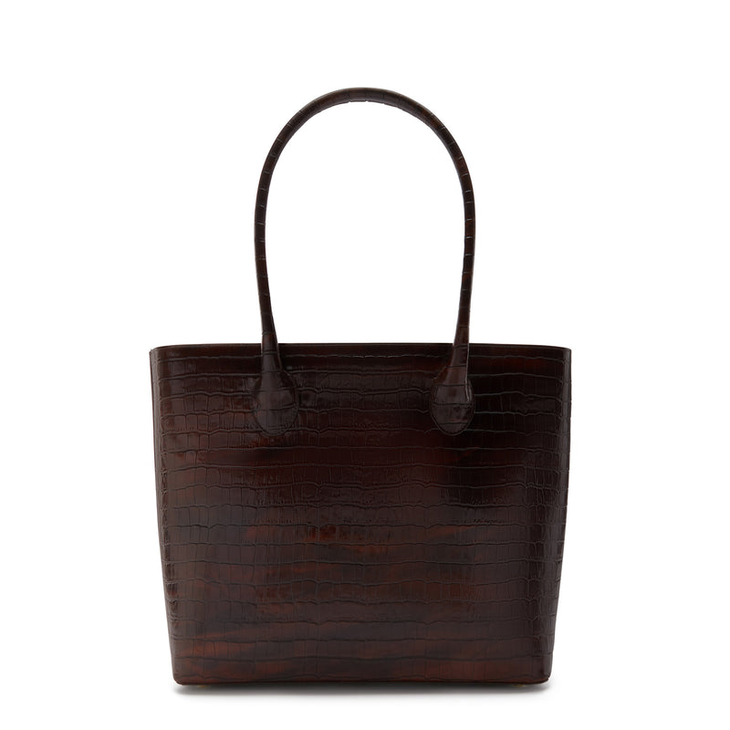 Isabel Bernard Honoré Lysanne Croco Brown Calfskin Shopper IB25025-zoom-
