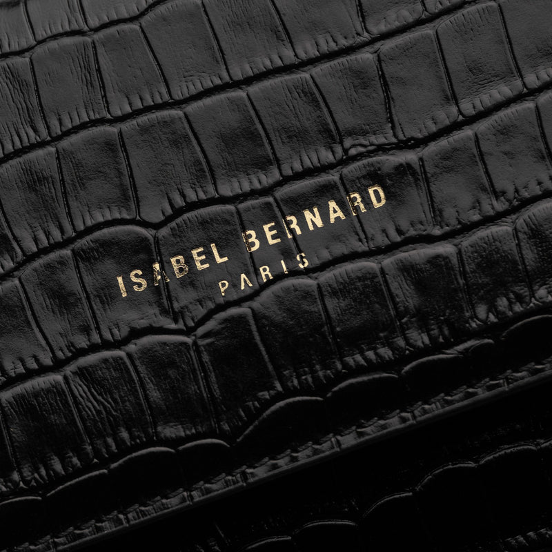 Isabel Bernard Femme Forte Heline croco Black Leather Handbag made of Calfskin IB21037-zoom-