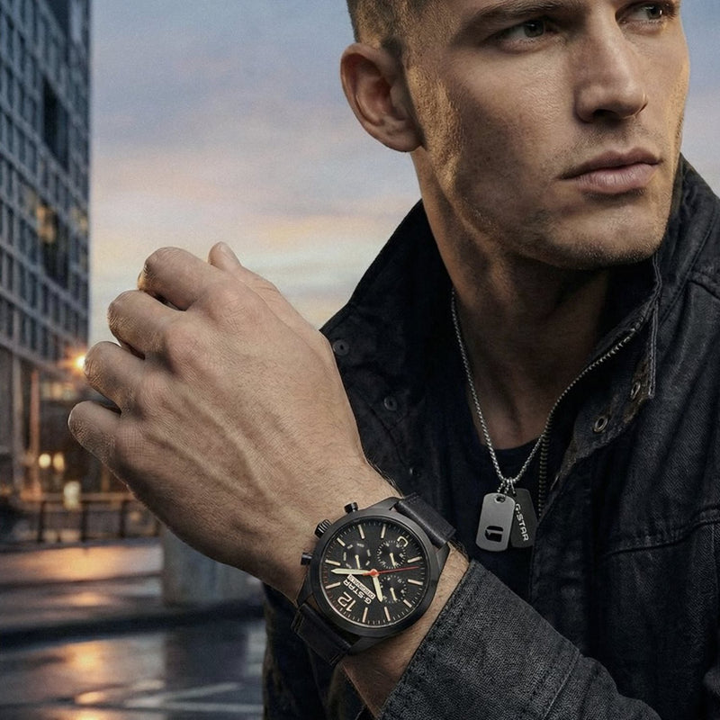 G-STAR Originals Black Leather Men's Watch GSW.504.02-zoom-