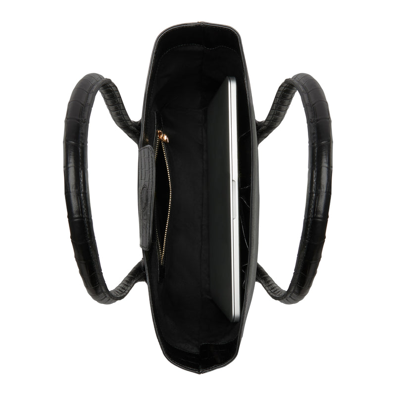 Isabel Bernard Honoré Lysanne Croco Black Calfskin Shopper IB25024-zoom-