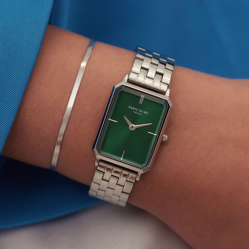 Parte Di Me Orologio Rechthoekig Women'sWatch Silverlcoloured and Green PDM09005-zoom-
