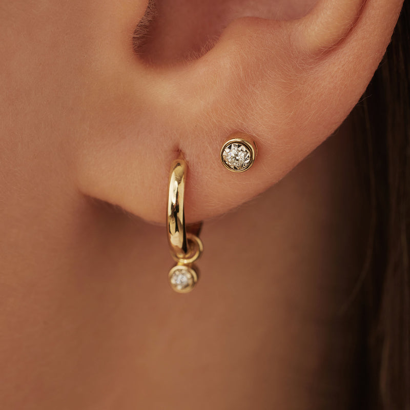 Isabel Bernard De La Paix Inaya 14 Carat Golden Ear Studs | diamond 0.02 ct | IBD360024-zoom-