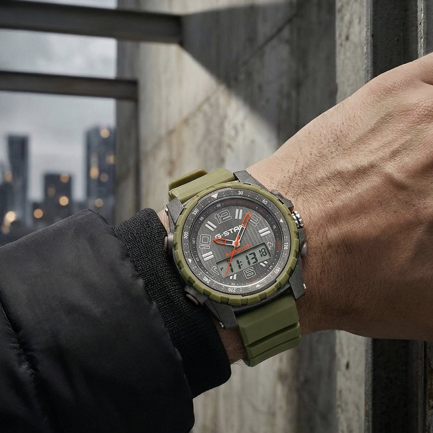 G-STAR Ops01 Grey Olive Green Ana-Digi Men's Watch GSW.502.03