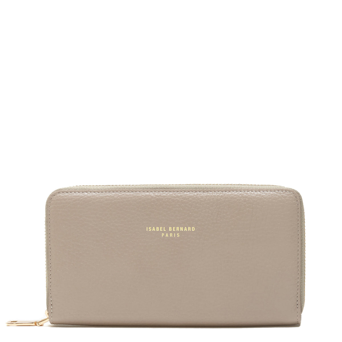 Isabel Bernard Honoré Léa Taupe Calfskin Zip Wallet IB23017