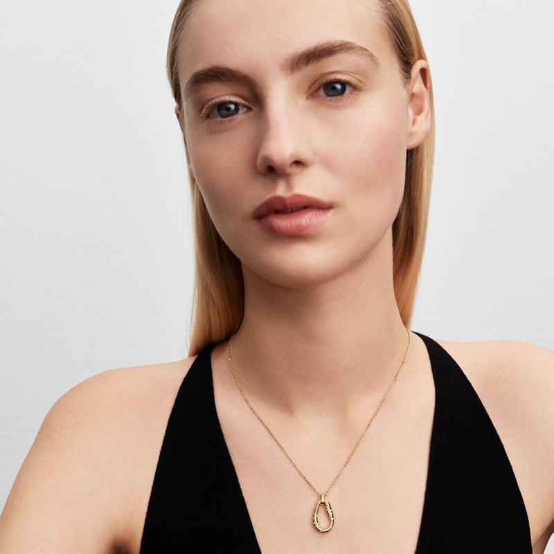 Pandora Essence Gold Plated Organically Shaped Stone-Set Pendant Necklace 364666C01-45-zoom-