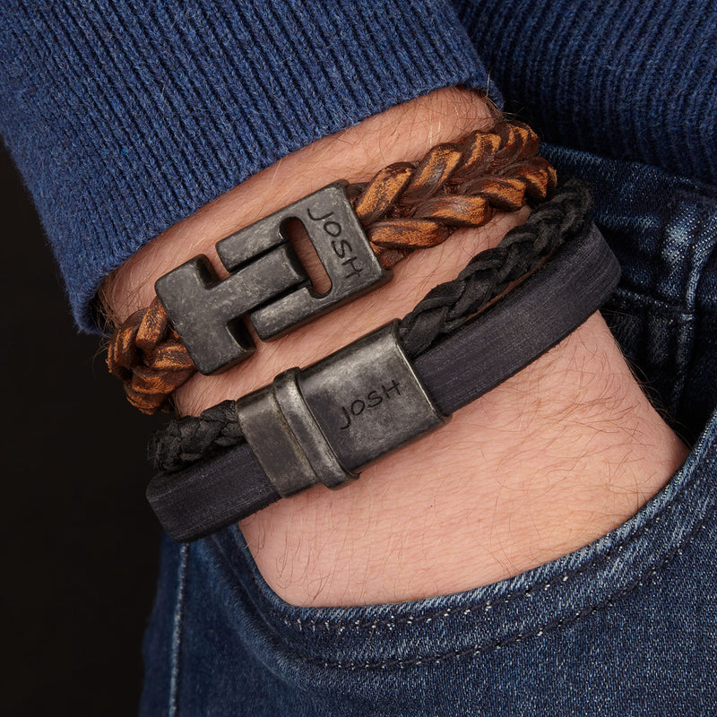 Josh Vintage Black Bracelet 09264-BRA-VB/BLACK/L-zoom-