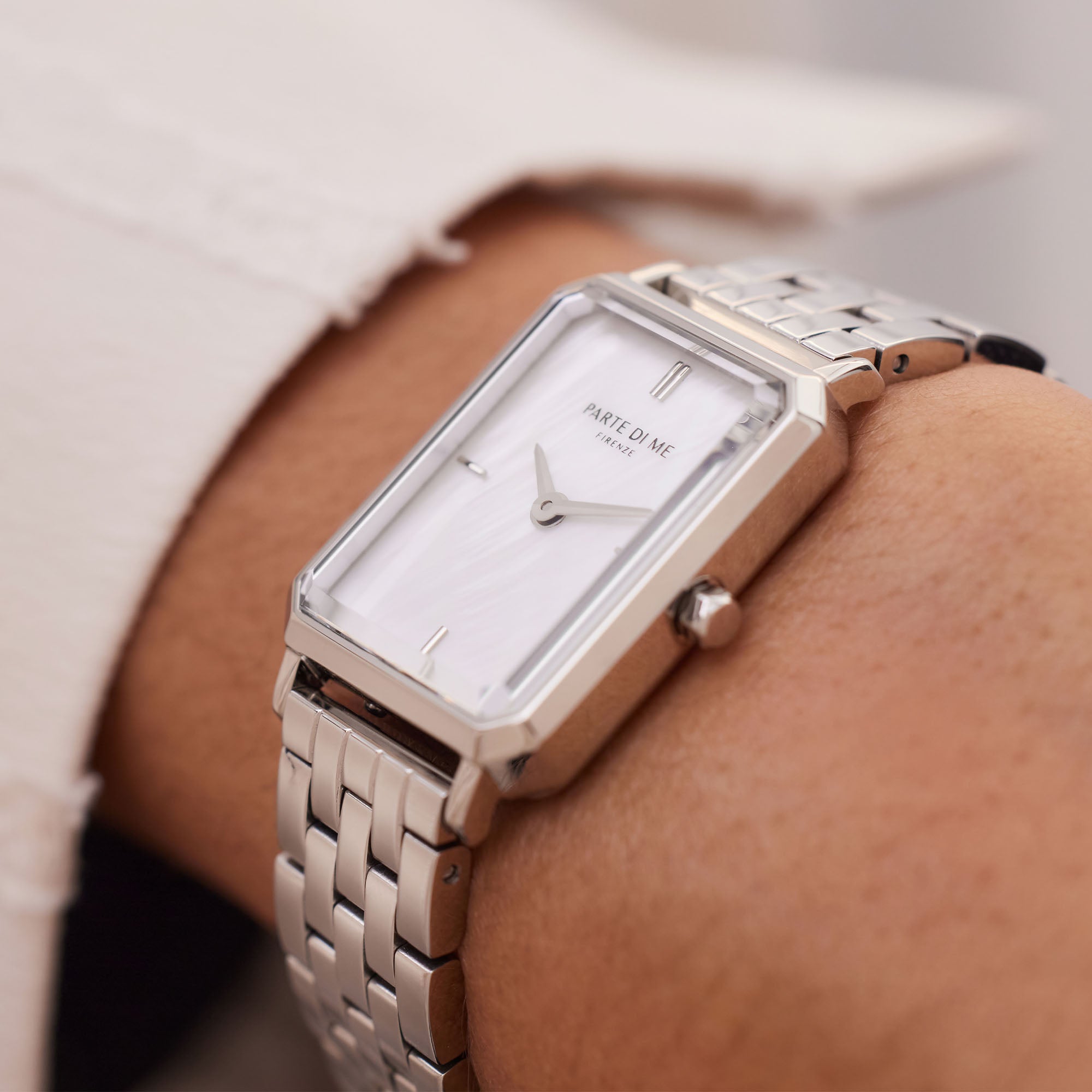 Parte Di Me Orologio Rechthoekig Women'sWatch Silver-coloured and Pearlmoer PDM09006